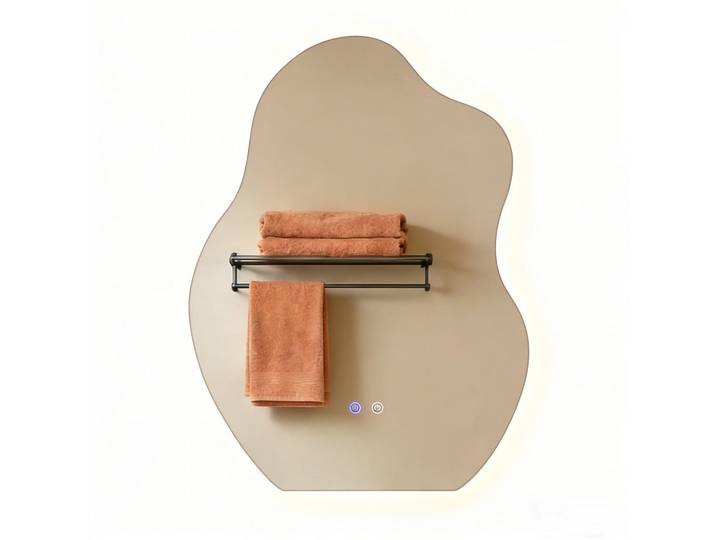 ZMH Badspiegel mit Beleuchtung Jeryn 3.4/60/80 cm, Weiß, Glas, Mode, Freiform, 60x80x3.4 cm, Badezimmer, Badezimmerspiegel, Badspiegel