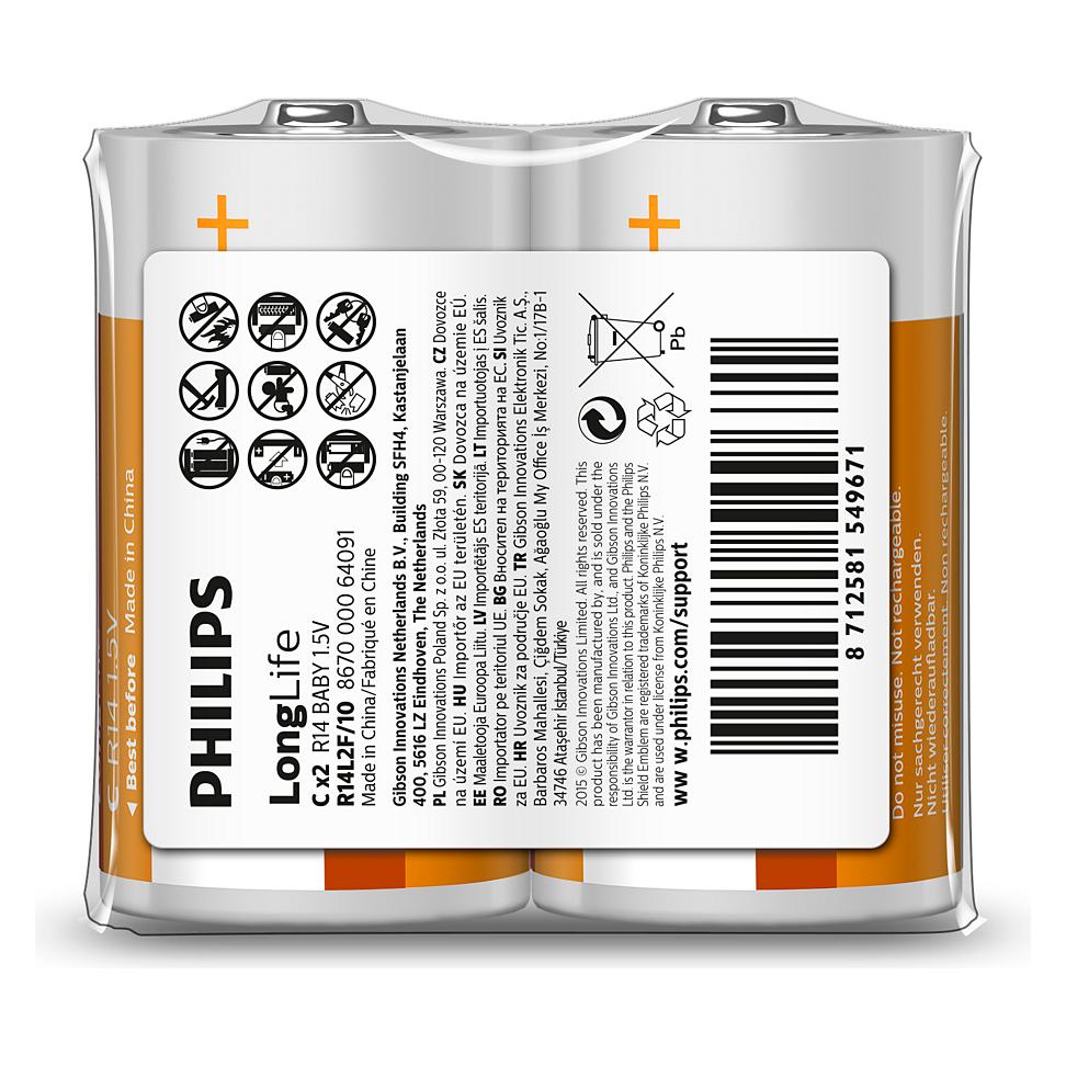 Philips Zinc Longlife (6) R14L2F/10 (2 Stk., C) (R14L2F/10)