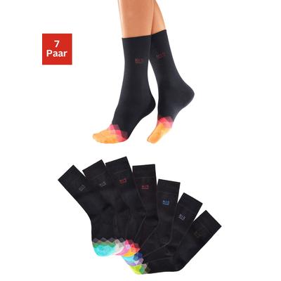 Socken H.I.S "Lustige Kinder Damen Socken Atmungsaktive Baumwolle", Mädchen, Gr. 39-42, schwarz, Baumwolle, Baumwollmischung, Elasthan, Polyamid, gemustert, elastisch, Socken Socken, mit bunt gemusterter Spitze