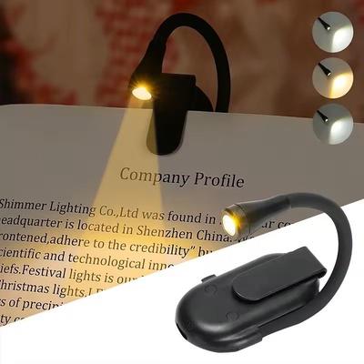 Inspire Select Portable LED Book Lamp Clip On Reading Light With 3 Color Modes, Eye Protection For Bedroom Study Bedside black Book Light
