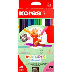 Kores Buntstifte KOLORES JUMBO, BB93524, farbig sortiert, inkl. Spitzer, 24 Stück