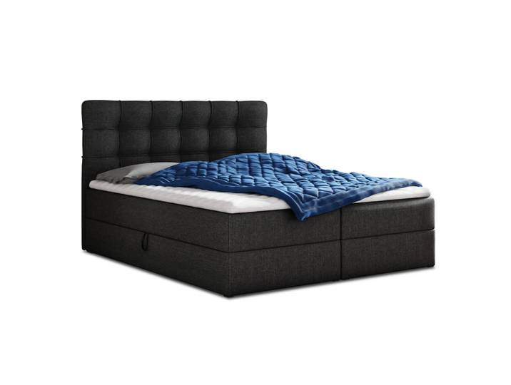 Sofnet Boxbett Best - 160x200 - schwarz (Inari 100, Webstoff), Schwarz, H3, Rechteckig, 160x200 cm, Schlafzimmer, Betten, Boxspringbetten