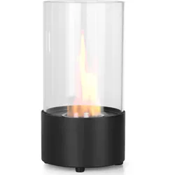 Moritz Ethanol Kamin Tischkamin I 30 x 15 x 15 cm schwarz I Tischfeuer rund I 300 ml Edelstahldose I Bioethanol Kamin I Bio Ethanol Kaminofen