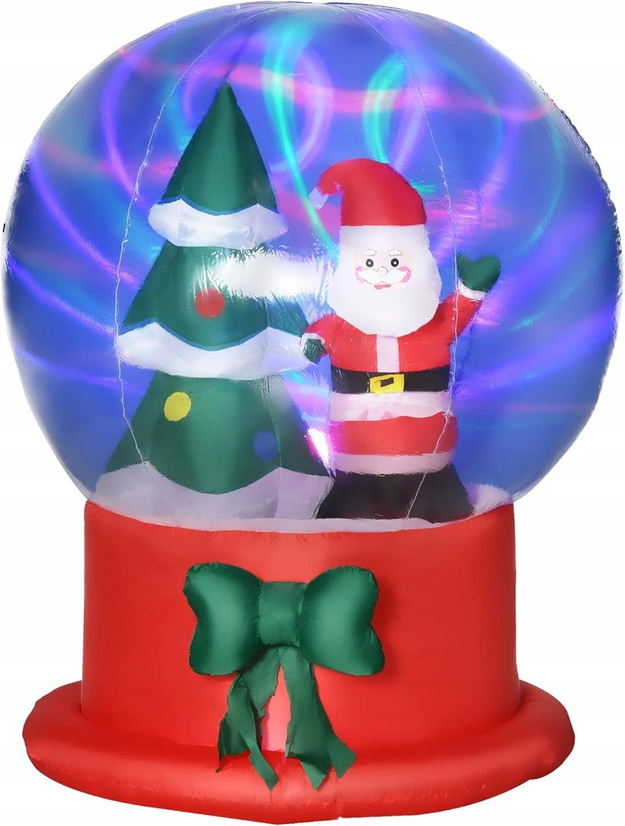 Opblaasbare Kerstdecoratie Sneeuwbol met Kerstman en Kerstboom, 150 cm
