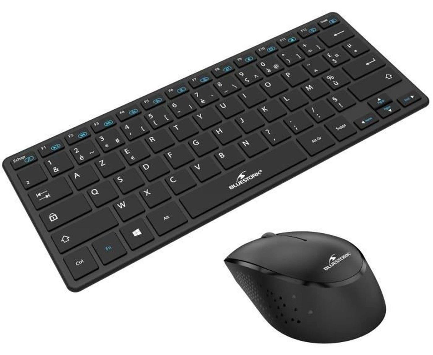 Bluestork Draadloze Toetsenbord en Muis Set, Ultra-compact, Zwart