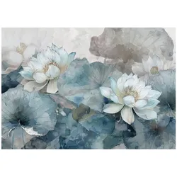FOTOTAPETE Blumen Beton Blau 300x210 cm