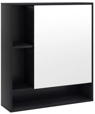 Costway Wall Mounted Bathroom Cabinet with Mirror Single Door-Black