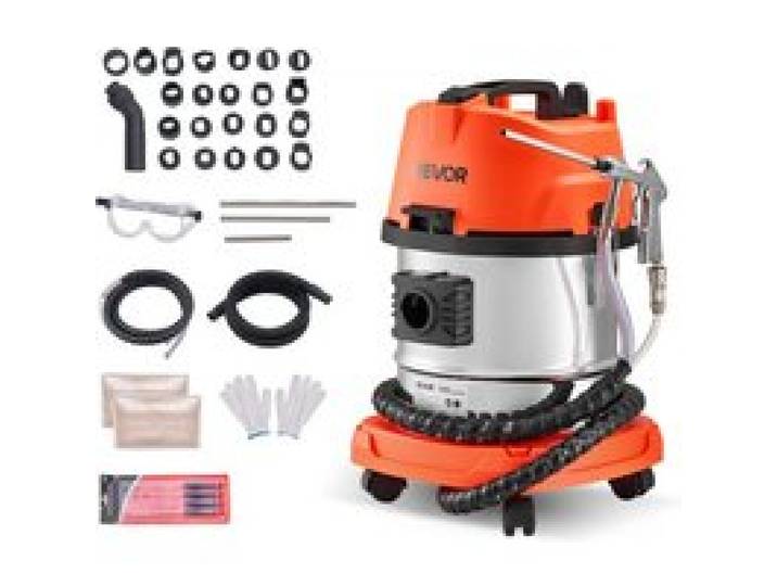 VEVOR Walnuss Strahlgerät, 13 L, 1200 W, Mobiles Sandstrahlgerät zur Entkohlung von Ansaugkrümmern & Ventilen, Sandstrahlmaschine – mit 2,5 kg Walnussschalen-Strahlmittel & 23 Adaptern