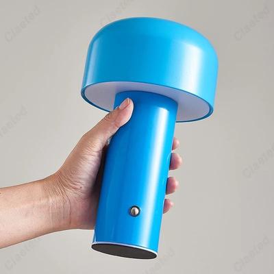 Uplifted Goods Portable Mushroom Table Lamp With Touch Control And Rechargeable Design blue usb