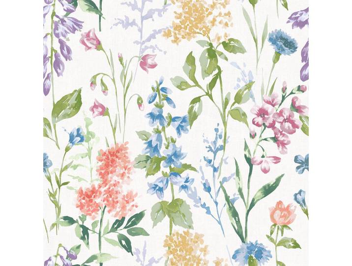 Laura Ashley Vliestapete Elston Garten Wildblume 1000x52cm, Mehrfarbig, Papier, Kunststoff, Floral, Baum/Pflanze/Natur, Rechteckig, 52x1000 cm, Tapeten & Wandverkleidungen, Vliestapeten