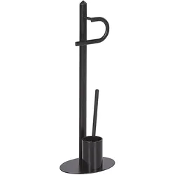 TOILETTENPAPIERHALTER mit Bürste Metall Schwarz Sarto