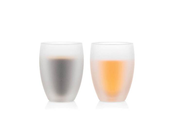 Glas BODUM Pavina 2er Set , weiss (weiß matt), B:8,79cm H:11,6cm, Glas, Silikon, Trinkgefässe, Glas