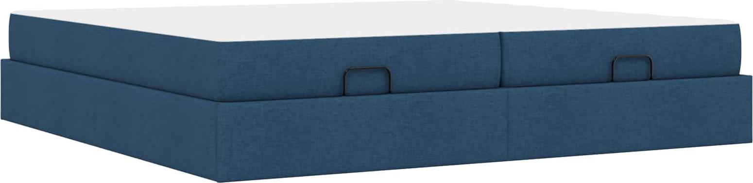Bettgestell mit Matratze mit Matratze 2 pcs Blau Stoff