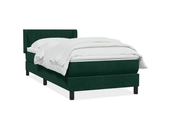 LKJephalotrope Boxspringbett mit Matratze & Topper 80x220 Samt Dunkelgrün Komplettes Einzelbett für das Schlafzimmer mit höhenverstellbarem Kopfteil, Polsterbezug und schonender Auflage.