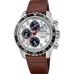 Festina Automatik Herren Swiss Made F20056/1 - weiß,braun - 45.8mm