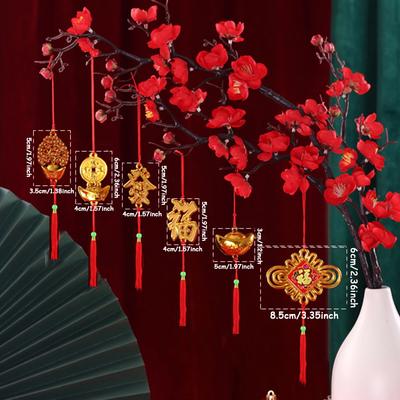 Discount Dollar Deals Gold Tassel New Year Home Decorations, Lucky Bonsai Party Hanging Pendants, Style Festive Ornaments 6pcs Mixed