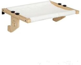 Inspire Select Wooden Frame Cat Window Hammock Hanging Cat Bed Perch With Paw Print Design & Detachable Cozy Seat white