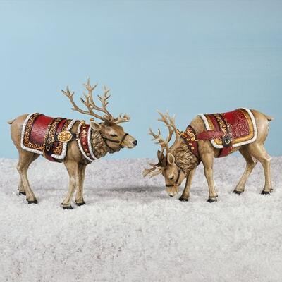 Roman Inc Majestic Deer Figures Red 2 Piece Set, 2 Piece Set, Red