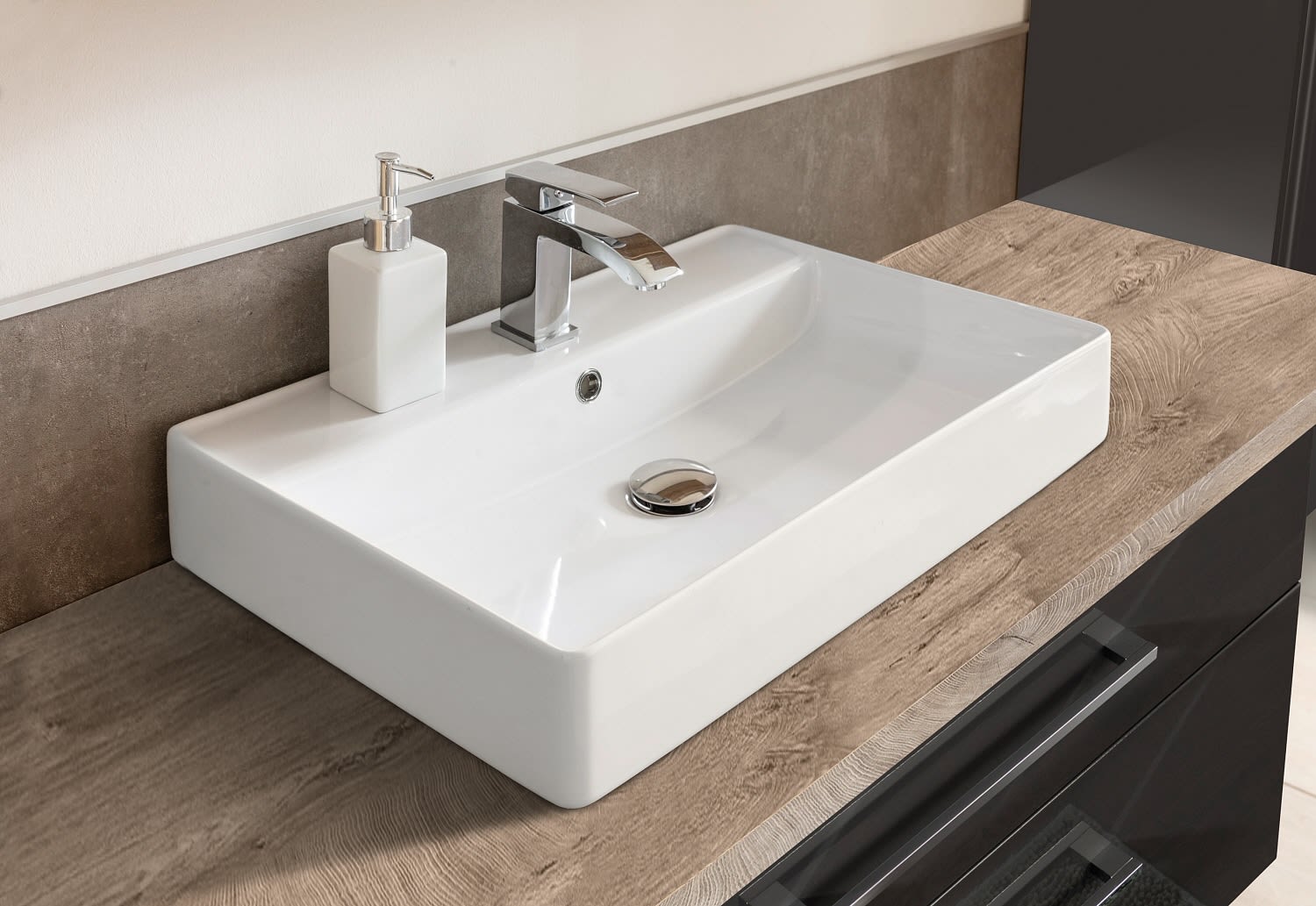 Fackelmann universal countertop sink rectangular 61 x 41 cm ceramic 79700
