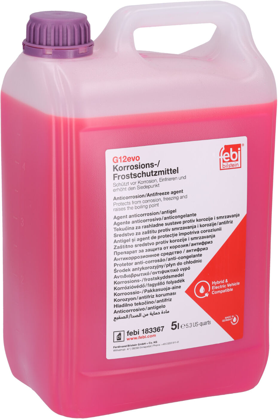Febi Bilstein Frostschutz Korrosions- / Frostschutzmittel G12evo (Konzentrat) [5 L] 183367 5l Für Fiat Vw