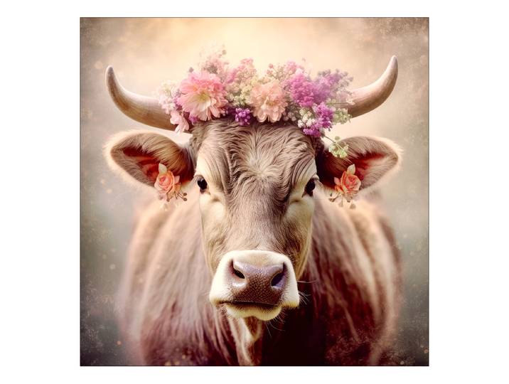 Tableau verre Vaches Forêt-Noire Verre flotté Rose foncé/Marron 80 x 80cm
