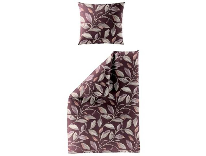 Traumschloss Bettwäsche »Satin« 100% Baumwolle Reißverschluss 135x200 & 80x80 Pflanzen Rubin