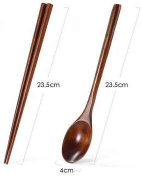 The Handy Homestead Natural Wood Japanese Tableware Set: Reusable Sushi Chopsticks & Spoon a2