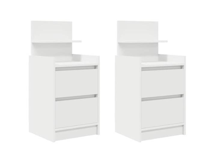 KDVXBCQJH Nachttisch 2er Set mit 2 Schubladen Weiß 38x34x80cm Moderne schmale Beistelltische fürs Schlafzimmer mit pflegeleichter Oberfläche und sicherem Kippschutz.