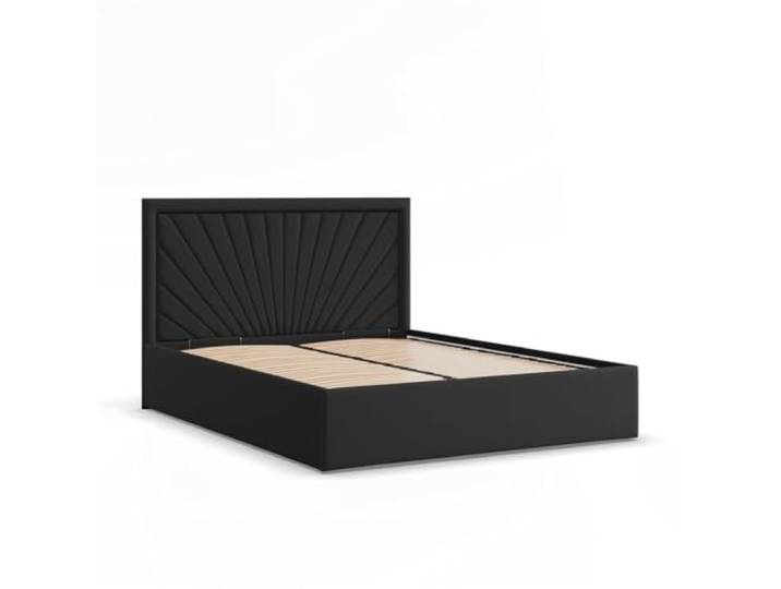 Mebligo - Vasto Gepolstertes Bett mit Kopfteil 140x200 cm, mit Bettkasten, Schwarz