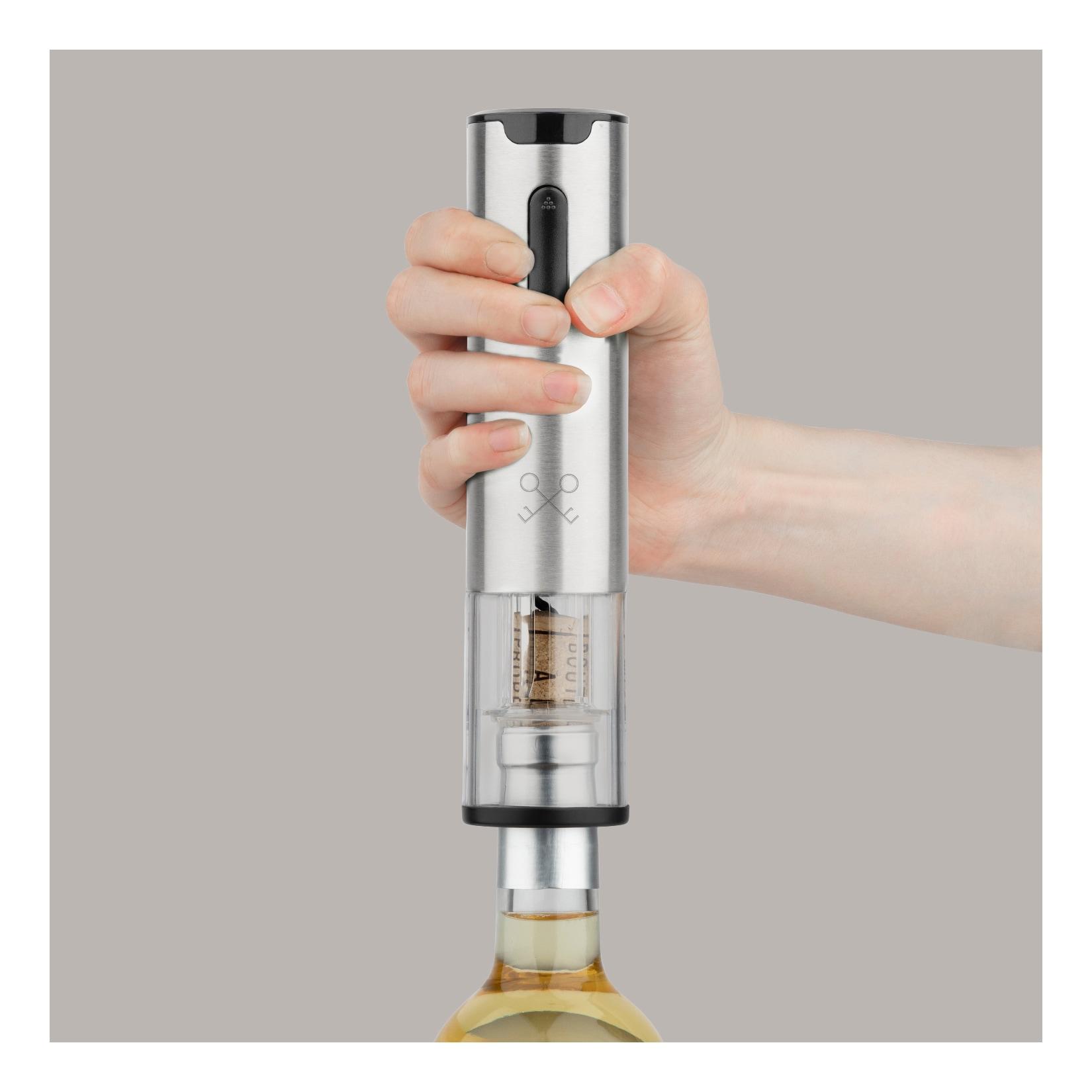 Les Petits Champs Elektrischer Weinöffner WOP660 / LED-Lichtanzeige / Edelstahl / schnelle Flaschenöffnung / USB-Aufladung