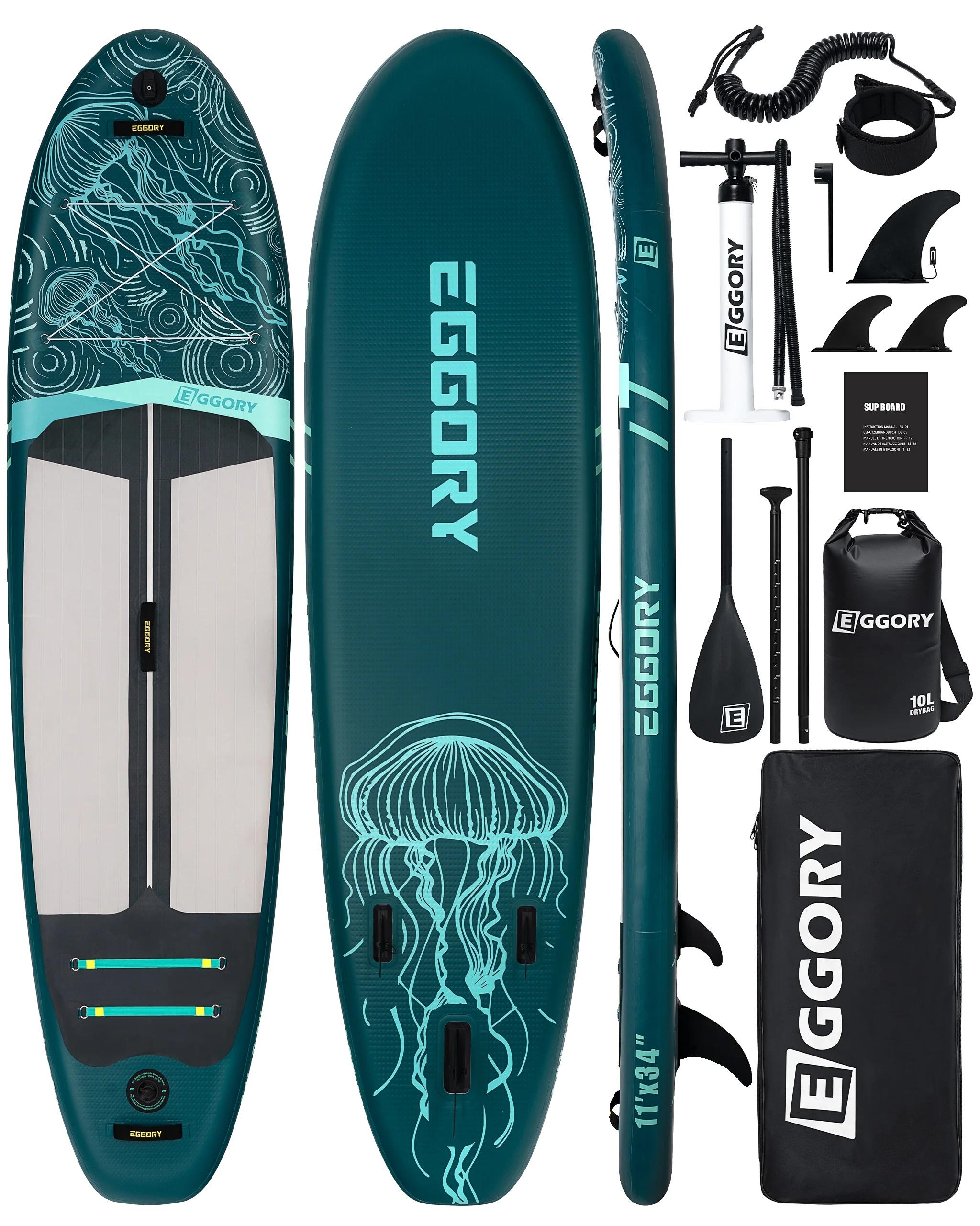 Aufblasbares Stand-Up-Paddle-Board, ultimative Stabilität, komplettes Set, Tiefblaue Qualle
