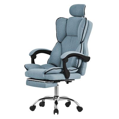 ML-Design Bürostuhl Blau, ergonomisch, höhenverstellbar, mit Fußstütze, Kopfstütze, Wippfunktion, Drehstuhl Chefsessel