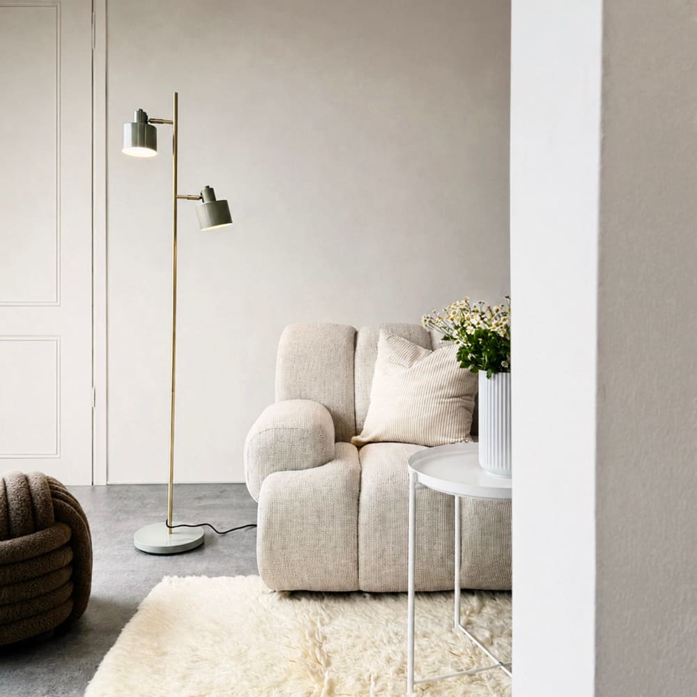 Dyberg Larsen Lampadaire en métal gris/ laiton Gris 43x160x43cm