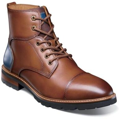 Florsheim Renegade Cap Toe Lace Up Boot - Mens 8 Brown Boot Medium