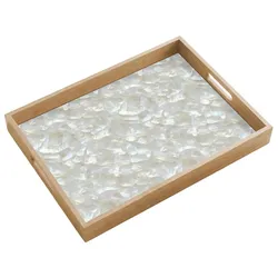 TABLETT Perlglanz - Weiß - Muschel Eichenholz 50x35 cm