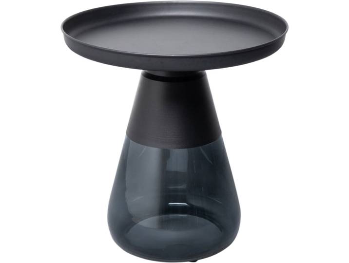 Table d'appoint ronde en verre et acier noir d50