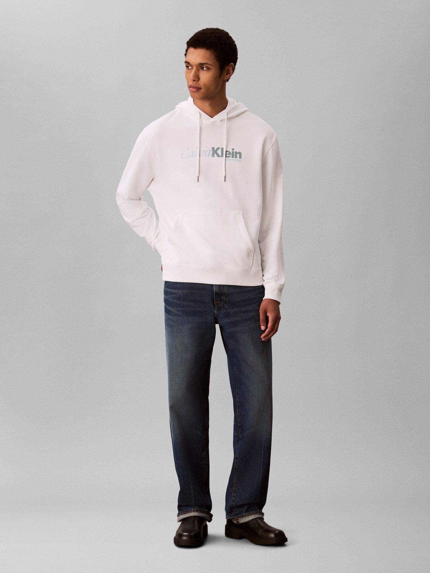 Kapuzensweatshirt CALVIN KLEIN JEANS "LS EU 350TERRY CURSIVE GRAPHIC H", Herren, Gr. XXL, weiss (hellweiß), Sweatware, Obermaterial: 100% Baumwolle, unifarben, regular fit normal, Rundhals, eingesetzt Bündchen, Sweatshirts Kapuzensweatshirt, regular fit, 