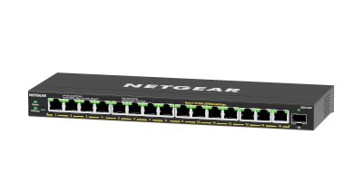 NETGEAR GS316EPP Switch 16 Port Gigabit Ethernet LAN PoE Switch Plus (mit 15x PoE+ 231W & 1x SFP, Managed Netzwerk Switch mit IGMP Snooping, QoS, VLAN, lüfterlos), schwarz GS316EPP-100PES