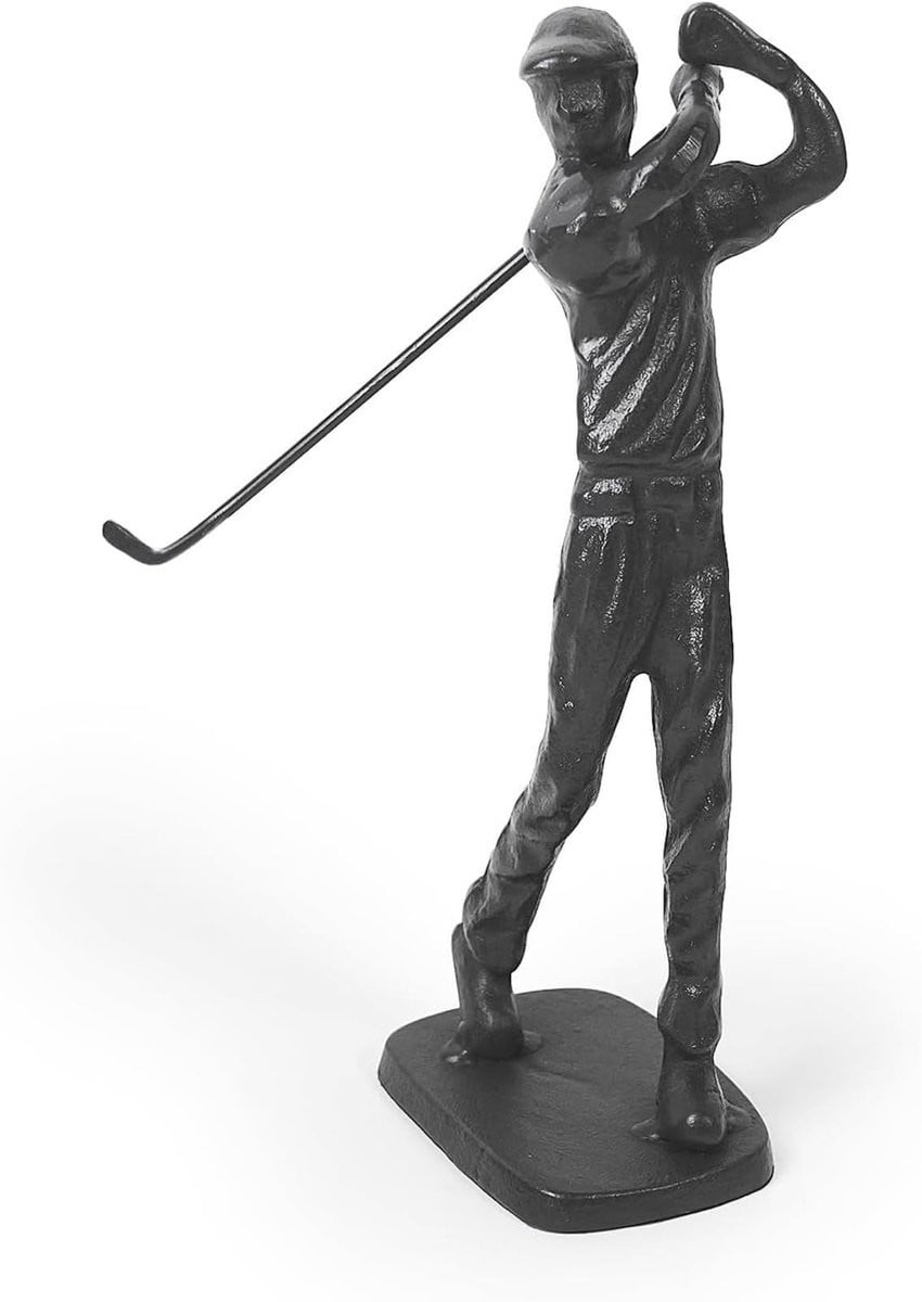 Merkloos Gietijzeren Golfer Beeld voor Decoratie op Tafel