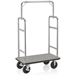 WAS Germany - Gepäckwagen, 113 x 62 x 183 cm, silberfarben, grauer Teppich, Edelstahl