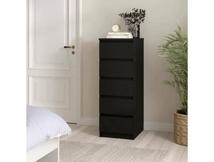 Dmora - Kommode Joelle, Mehrzweckkommode, Schlafzimmerkommode, Schrank mit Schubladen, 50x40 h111 cm, Schwarz