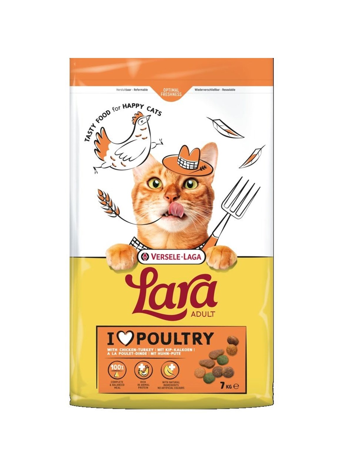 VERSELE-LAGA Lara Adult Pute mit Huhn - Trockenfutter für Katzen - 7kg