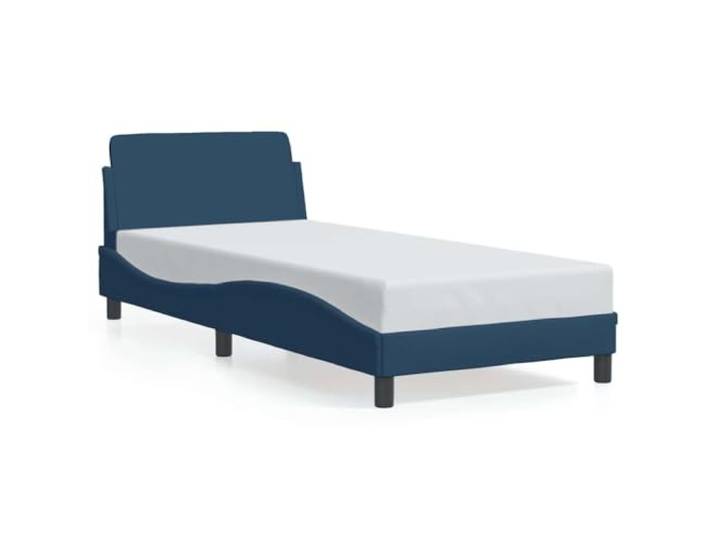 KKgypkn Bettgestell mit Kopfteil Dover Blau 90x190 cm Stoff, stabiles Bettrahmen mit Wellen-Seitendesign, inklusive Sperrholzlatten für optimale Gewichtsverteilung