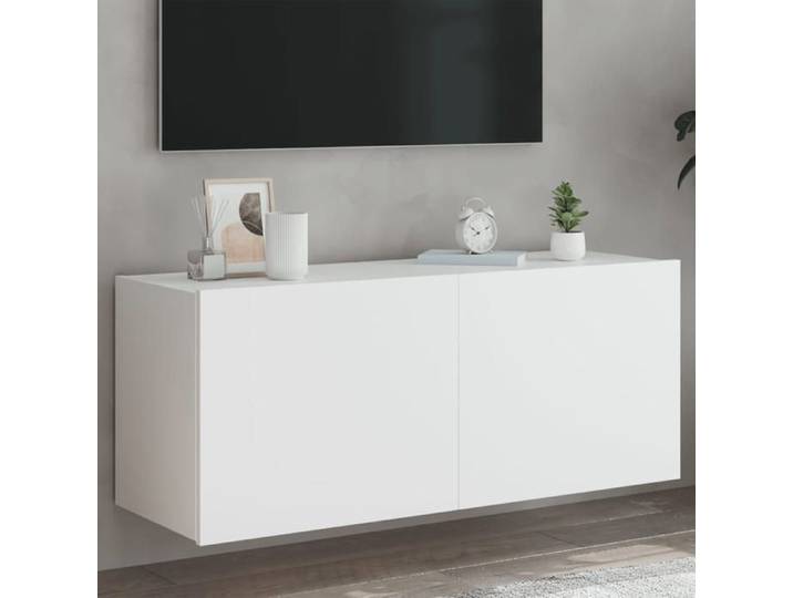 Meuble TV Mural avec Lumières LED Armoire de Télévision Suspendue avec Rangement Meuble Télé Flottant Moderne 837323