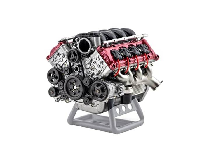 IPOT Motormodell Bausatz, RC Simulationsdynamik V8-Motor Verbrennungs Motor-DIY-Montagemodell für AX90104 SCX10? Capra VS4-10 Pro/Ultra Modellauto