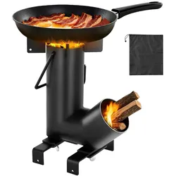 VEVOR Raketenofen, BBQ Rakete Holzofen aus Karbonstahl mit Tragetasche, zum Verbrennen von Zweigen, Stöcken oder Holzkohle zum Outdoor Kochen, Camping Outdoor-Campingkocher, Campinggrill