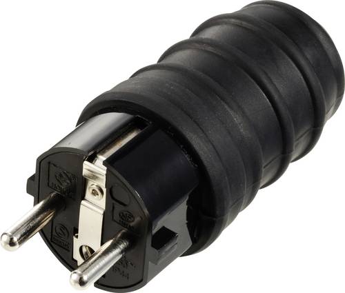 Sygonix SY-6618468 Schutzkontaktstecker TPE 250 V/AC Schwarz IP44