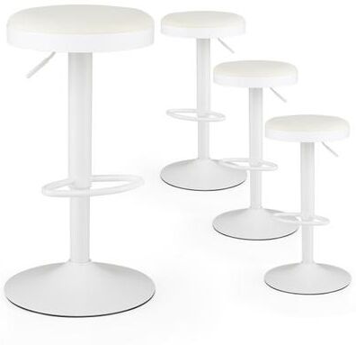 Costway Set of 4 Kitchen Bar Stools with Height Adjustment Padded Seat and D-Shaped Footrest-White