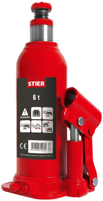 Cric bouteille hydraulique pour voitures STIER, 6 tonnes (904227)