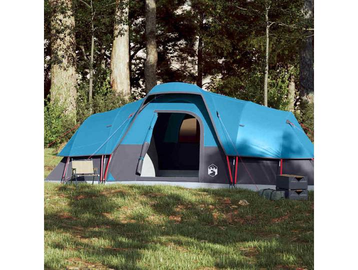 Tente familiale, dôme, 11 places, bleue, imperméable